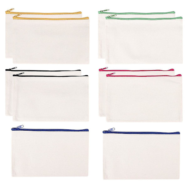 10 st Canvas Sminkväskor Canvas Blixtlåsfickor Pennfodral DIY Hantverkspåsar för Resor DIY Hantverk S