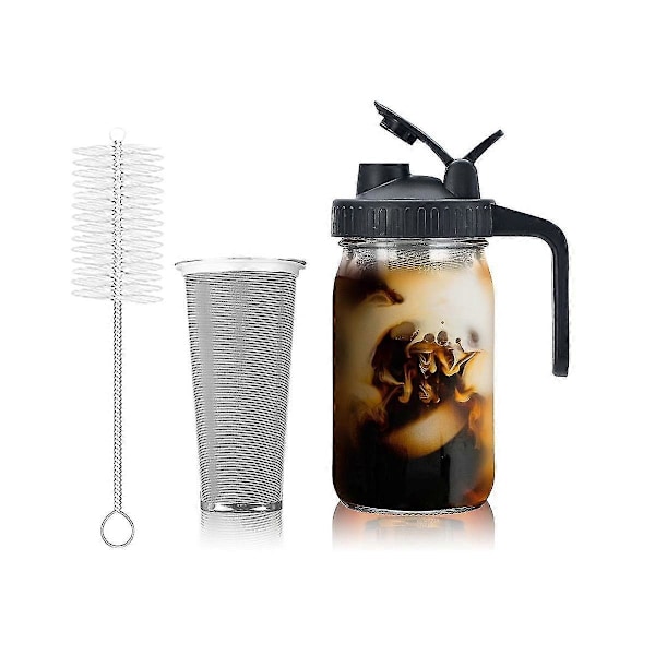 Koldbrygget Kaffe Maskine 32oz Koldbryggetkande Med Rustfrit Stål Super Tæt Filter Til Iskaffe