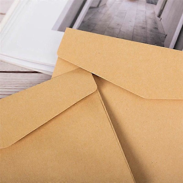 100 stk Klassiske Kraft Blanke Mini Papir Kuverter Bryllupsinvitation Kuvert Gave Kuvert
