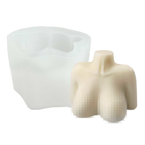 Form för Stearinljus Kvinna Byst Bröst 3D 6cm vit white
