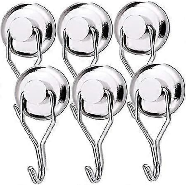 Tehokas magneettikoukku vuodelle 2024 - 45 kg 32D magneettinen jääkaappikoukku Neodyymi pyörivä magneettikoukku Magneettiset koukut keittiön pyyhkeille, pöydälle, 6 kpl, magneetti