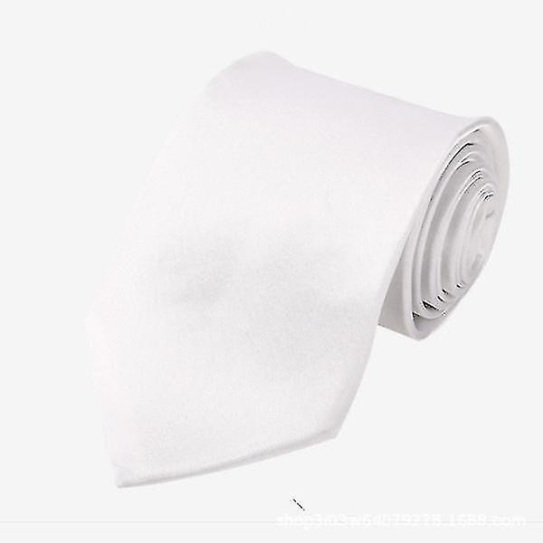 #Klassisk slips for menn, hvit, 8 cm#