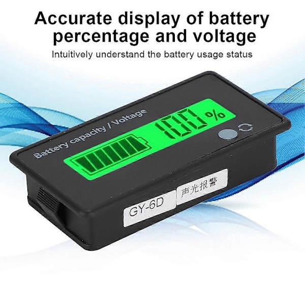 GY-6D PCB HTN Lyd-lys Alarm Batterikapacitetsmonitor Indikator Display 12-84V (Grønt Lys)