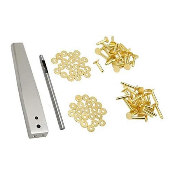 100 Set Koppar Nitar, Spikar och Brickor, Koppar Nitar Set, För Bälten, Plånböcker, Kragar, DIY Hantverk, Guld