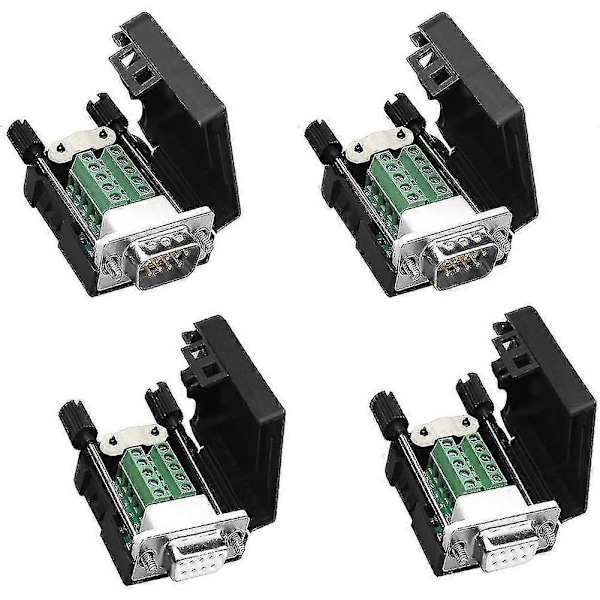 Db9 Lödningsfri Rs232 D-sub Seriell till 9-stifts Portterminal Han-Hon Adapterkontakt Breakout-kort