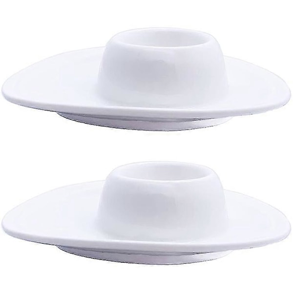 Äggkoppar i porslin med oval bas, set om 2 vita ägghållare i porslin för hård- och löskokta ägg, stapelbar serveringsskål för frukostbrunch