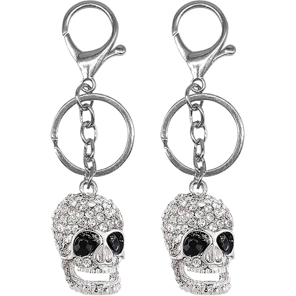 2 stk. Hodeskalle Nøglering Skelet Nøglering Elegant Hodeskalle Form Krystal Rhinestone Nøglering Halloween 3d Krystal Hodeskalle Nøglering Til Kvinder Til Bil Tilbehør