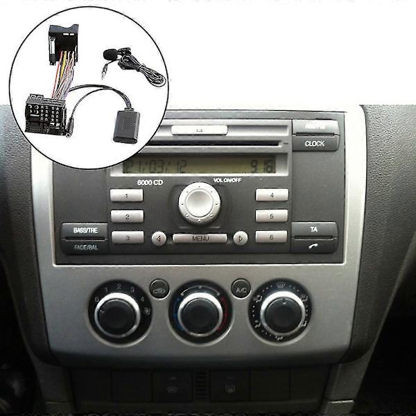 Bil Bluetooth 5.0 Aux Kabel Mikrofon Håndfri Mobiltelefon Gratis Opkald Adapter Til 6000 Cd Ford