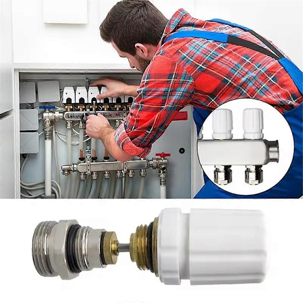 Returventilkärna med automatisk fjäder för golvvärme, mässingsrulle, vattenfördelare, ersättningsverktyg