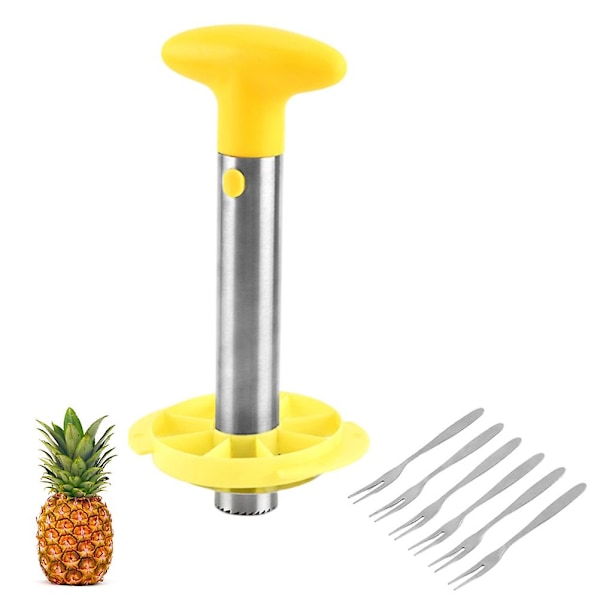 Ananas Kjernefjerner og Skjærer i Rustfritt Stål med Gafler for Enkel Kjernefjerning og Skjæring