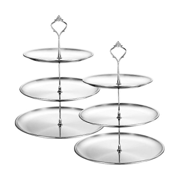 Kagefade Rustfrit Stål Etage Cupcake Stand 3 Etagers Serveringsbakke Borddisplay Cupcake Tårn Ca