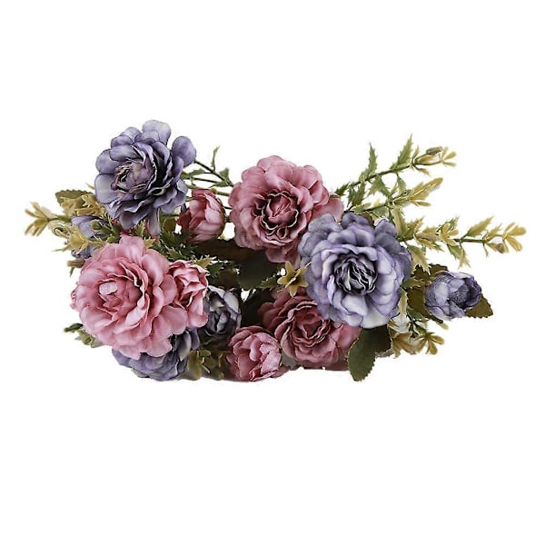 Konstgjorda Falska Blommor Ros Kamelia Bukettpaket Utomhusväxter Hemträdgård Bröllopsdekoration