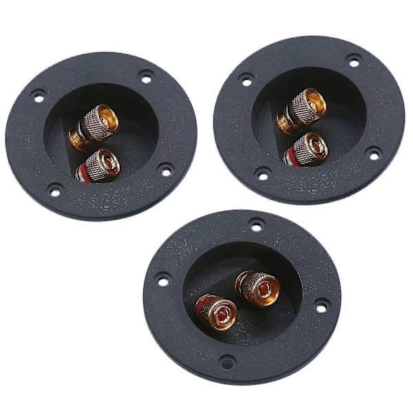 3 stk DIY Hjemmebil Stereo 2-veis høyttalerboks Terminal Binding Post Rund Fjærkopp Koble Subwoofer Plugger (Svart)