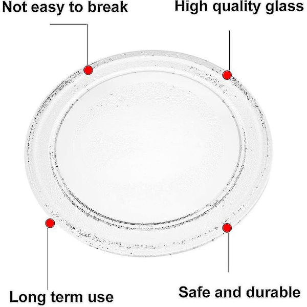 Mikrobølgeovn Glass Plate Mikrobølgeovn Glass Turntable Plate Erstatning Flat Base Glass Tray 24.5cm/9.6 Tommer (flat Bottom)