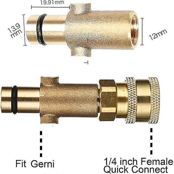 Adapter og trykvasker kobber skumkanon flaskeforbindelse messing hunadapter af sne skum lanse pistol pot til Nilfisk Gerni serie - På lager