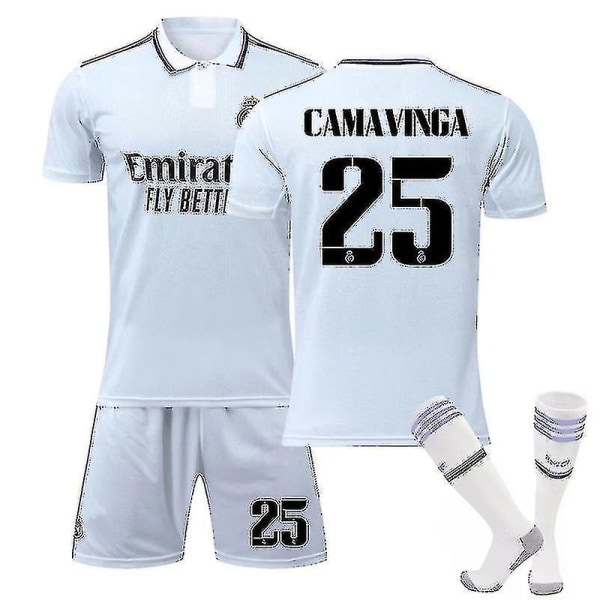 Ny säsong 2022-2023 Real Madrid Fotbollströja Kit Fotbollsuniformer Fotbollströja Set För Barn Ungdom Herrar CAMAVINGA 25 Kids 28(150-160CM)