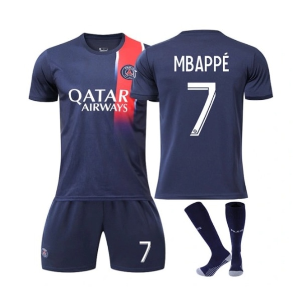 23-24 Paris Saint-Germain Fotballskjorte for barn nr. 7 Mbappe 23/24 Blue kids 28(150-160cm)
