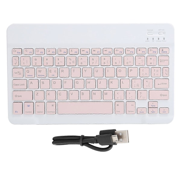 Bærbar Mini Trådløst Bluetooth Tastatur Spansk for Ipad/Samsung/Xiaomi/Huawei Tablet PCPink