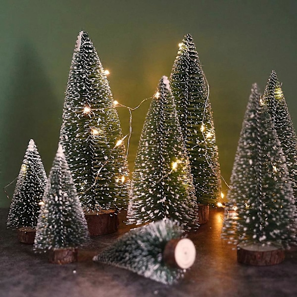 8 stk Mini Kunstig Juletre 3 Størrelser Miniatyr Juletre Grønn Mini Juletre Små Juledekorasjoner Figurer 10/15/20 cm