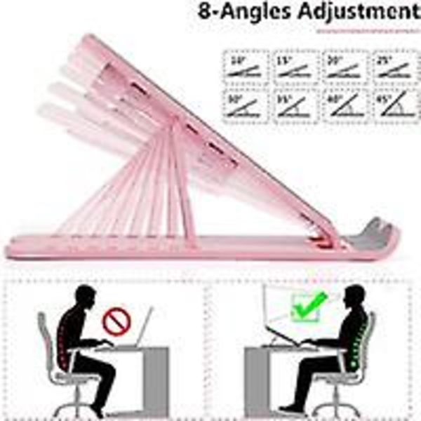 Justerbar Laptop Stativ Ventileret Laptop Højder Justerbar Plastik Aluminium Beslag Kompatibel med 10\"-15.6\" Notebook Computere (Pink) 1 stk
