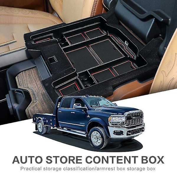 Bil Center Console Organizer Opbevaringsboks Interiør Armlæn Opbevaringsboks til RAM 1500 2500 3500 2019-2