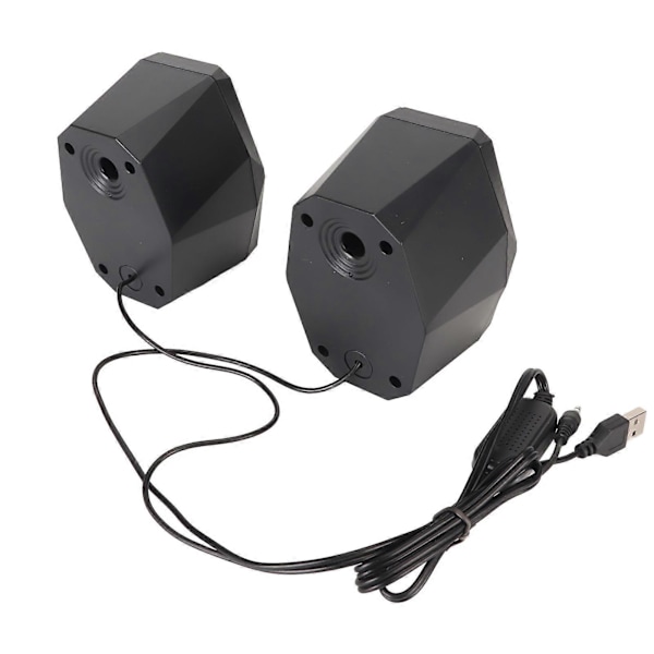 USB-drevet høyttaler med RGB-lys, volumkontroll, bærbar kablet subwoofer-høyttaler for bærbare datamaskiner, stasjonære datamaskiner, skrivebord, svart