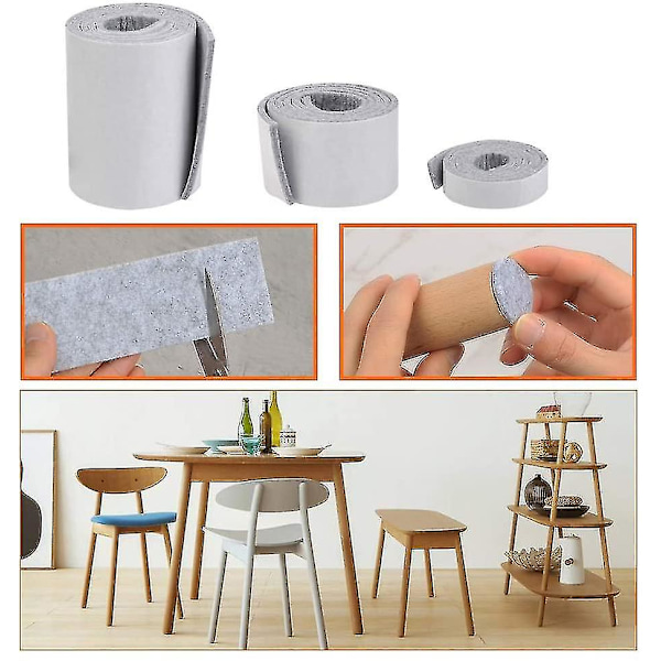 Paket med 3 Filtband Självhäftande Filtglider, 2 Cm / 5 Cm / 10 Cm Limmad Filt