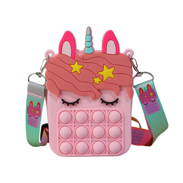 Creative Mini Silikon Pop It Bag Sensory Fidget Mynt Bag Sensory Anti Stress Fidget Mini Barnevesker Pink