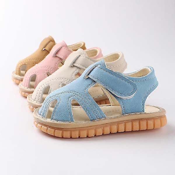 Babypojke/Flicka Sommar Spädbarns Kvittrande Sandaler Premium Gummifotsula Stängd Tå Halksäkra Skor Småbarn Första Gåskor