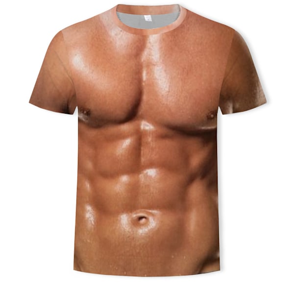 Muskel tatovering trykt T-shirt Mænds kortærmet 3D digital trykt T-shirt Color A 2XL