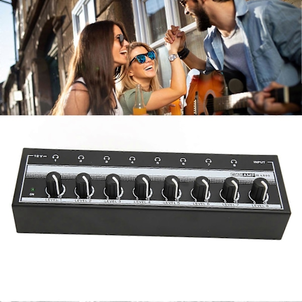 Högtalarförstärkare Professionell Hög Effekt Plug and Play 8-kanals Stereo Högtalarförstärkare 100-240V EU-kontakt