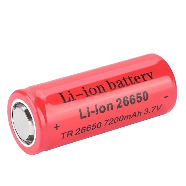 26650 7200mAh 3.7V Genopladeligt Batteri Mini Størrelse Bærbar Stor Kapacitet Rød-YM