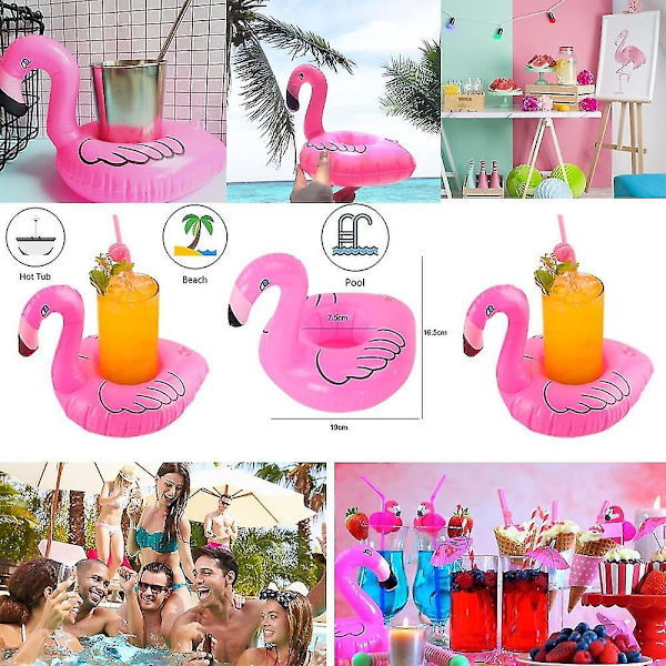Flamingokops Holder, Oppustelig Drikkeholder Til Pool, Whirlpool, Strand, Flydebrikker, Vandlegetøj, Hawaiiansk Luau Festpynt (12 Pak)