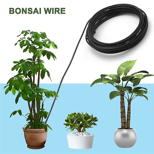 10 Ruller Bonsai Tråd Anodiseret Aluminium Bonsai Trænings Tråd i 5 Størrelser - 1,0 mm, 1,5 mm, 2,0 mm, 2,5 mm, 3,0 mm Sort
