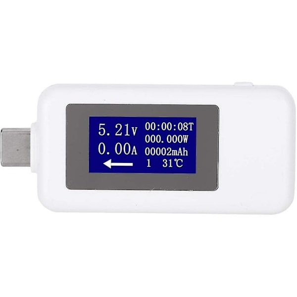 USB Type-C Tester Multifunktionel Bidirektionel Strøm Spænding DC Digital Voltmeter (Hvid)