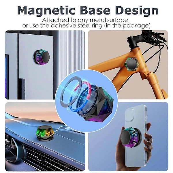 Magneettinen Bluetooth-kaiutin LED-valoilla, Kannettava Langaton Mini Ulkokaiutin, TWS Stereo, Puhelin