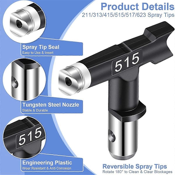 Airless Färgsprutpistol, Airless Sprutpistol Kit Färgsprutpistol för Airless Sprutmaskin (211 313 415 515 517 623)