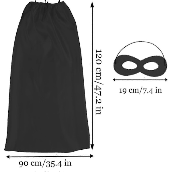 Voksen Superhelte Kappe Og Maske - Sort Voksen Kappe Superhelt Party Kappe