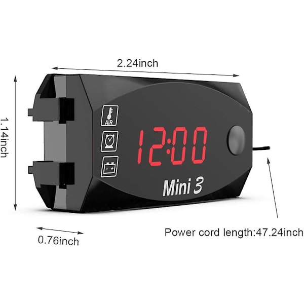 Universal Motorcykel Speedometer - Digitalt Ur Voltmeter Termometer