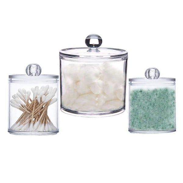3 stk. Klar Akryl Vatpind Beholder Organizer Multifunktionel Holdbar Transparent Akryl Badeværelse Vatkugle Glas