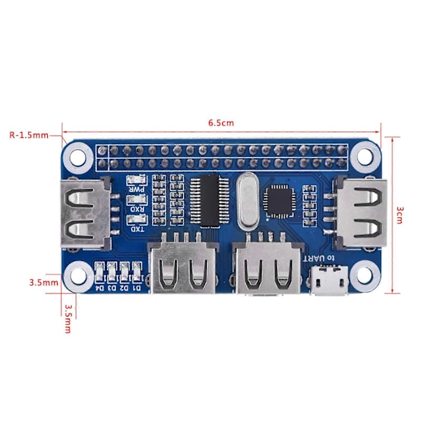 USB-UART-liitäntä 4-porttinen USB-keskitin Raspberry Pi B+/2B/3B/Zero/Zero W:lle