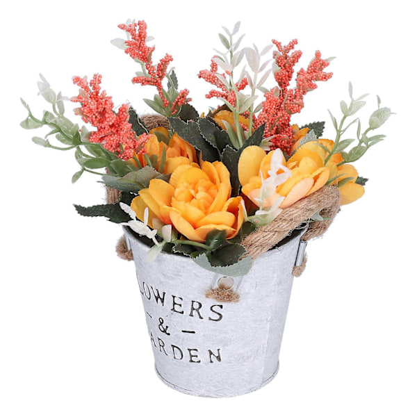 Simuleringsblomma Bonsai Konstgjord Kamelia Blomma Mini Falsk Blomma Växt Fotografi Rekvisita Skrivbords Kaffebord Dekorationer Orange