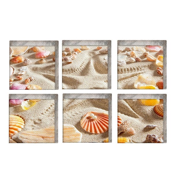 Sklisikre badematte-klistremerker Strandmønster Kvadrat 3D Lim Anti-Skli Badekar-tatoveringer Dekaler Bad Badekar Dusj Badekar-klistremerke Badekar-applikasjoner