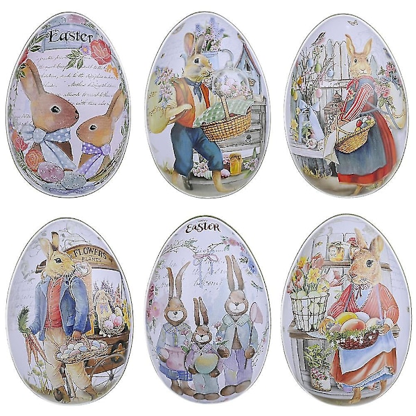 Easter Tinplate Egg Color Rabbit Iron Egg Candy Eggshell 2023 Happy Easter Day Party Supplies