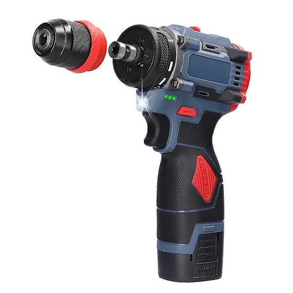 16.8V 2-i-1 Litium Drill Elektrisk Skrutrekker Multi-Funksjons Verktøy 45Nm Dreiemoment Børsteløs Motor
