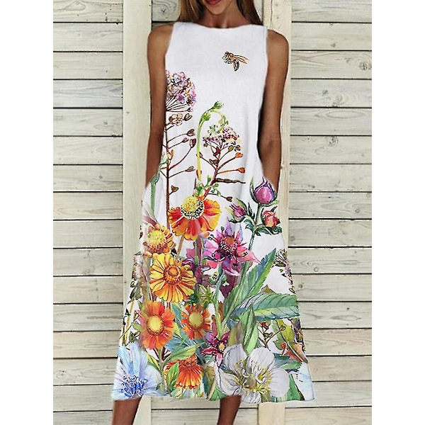 Sommerkjole til kvinder med blomstret print og elegant snit