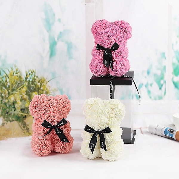 25cm Rosbjörn Kreativ Tanabata Jul Krambjörn Pe Simuleringsblomma Evig Rosbjörn