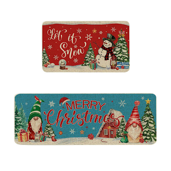 2 pieces of Christmas and winter carpets, anti slip and dirt resistant, door entry mat, absorbent bathroom entrance mat -40x60cm+40x120cm