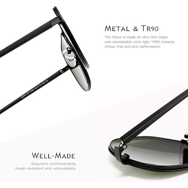 Menn's Polygonal Solbriller Polariserte Mote Firkantede Solbriller Retro Aviator Solbriller UV400 Beskyttelse