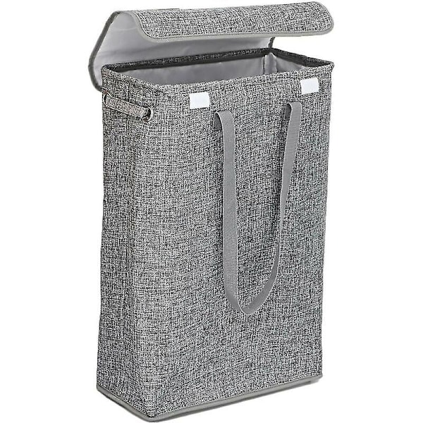 Thin laundry basket with lid, tall thin laundry basket with handle, waterproof liner